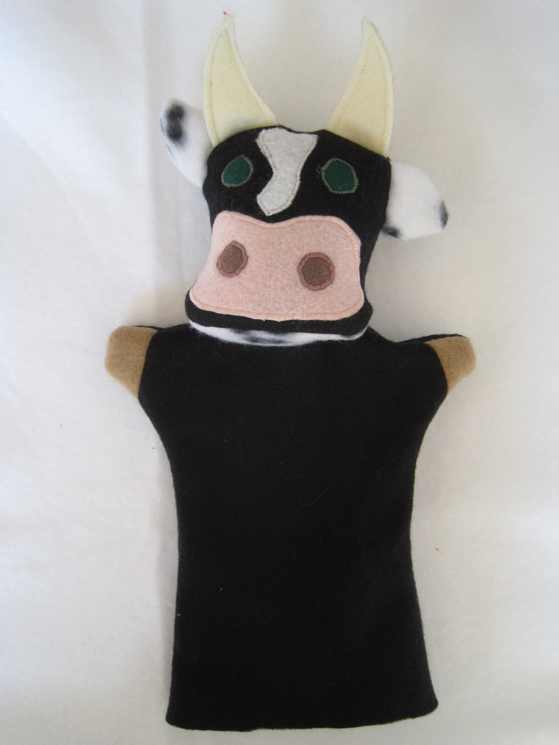 Preschool Cow Hand Puppet Large Soft Hand Crafted Safe Etsy