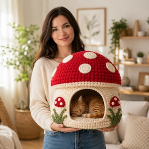 Cat Igloo Crochet Pattern, Cat Bed Pattern, Pet Cave Crochet, Best Cat Pod, Chunky Yarn Cat Cave, Modern Cat Cave, Diy Cat Hideaway