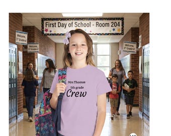 Teacher's Name Class Crew Youth Tee | Personalized Kids School Shirt