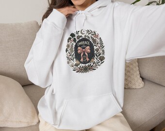 Embrace The Journey Hoodie, Aesthetic Cottage core Sweatshirt, Botanical Floral Hoodie, Nature Lover Gift, Comfy Unisex Heavy Blend Pullover