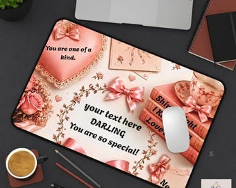 Personalized Desk Mat, Aesthetic Office Decor, Custom Desk Pad, Floral Pink Desk Accessories, Gift for Her, Cute Work From Home Setup