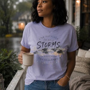 Survived the Storms tee | watercolor clouds, raindrops inspirational shirt