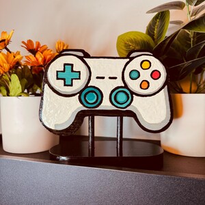 Wood Game Controller Shelf Sitter | Gamer Decor | Video Game Gift | Gamer Room Decor | Hand Painted