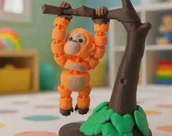 3D-geprint hangend orang-oetanboomtak Flexi-speelgoed