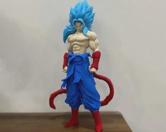 3D-geprint Goku-figuur Super Saiyan Blue gelede anime-collectiemodel