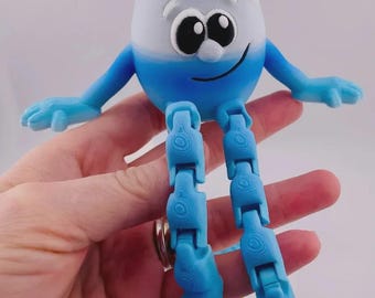 Articulated Egg Man Fidget Toy 3D Printed Multi Jointed Cute Desk Figure Blue
