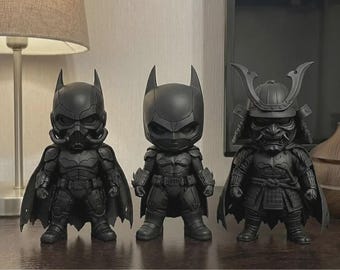 3d printed Batman Chibi Trio: Samurai, Mecha and Anti-Gas