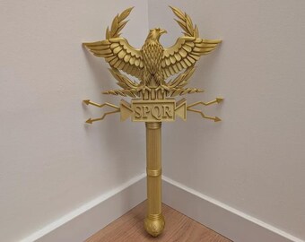 SPQR Roman Legion Standard 3D Print Single Color Costume Prop Historical Replica