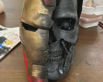 3D Printed Iron Man Terminator Skull Mask Helmet - Hand Painted Cosplay Unpainte