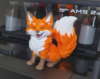 Cute Fox 3D Printed Figure - Vibrant Multi-Color Cartoon Desk Toy Statue Gift