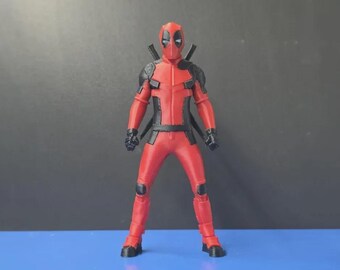 3D Printed Deadpool Action Figure Articulated Model Toy Desk Decor Marvel Fan