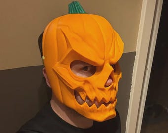 Wearable Pumpkin Skull Mask 3D Printed - Halloween Cosplay Costume Horror Prop