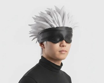 3d printed Gojo Saturo Eye Mask With Hair - jujutsu Kaisen
