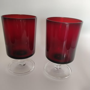 Vintage Luminarc rödvinsglas - set om 4