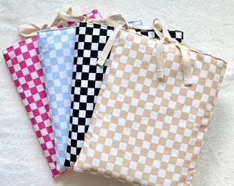 Checker Pattern Book Sleeve | 100% Cotton Book Cover