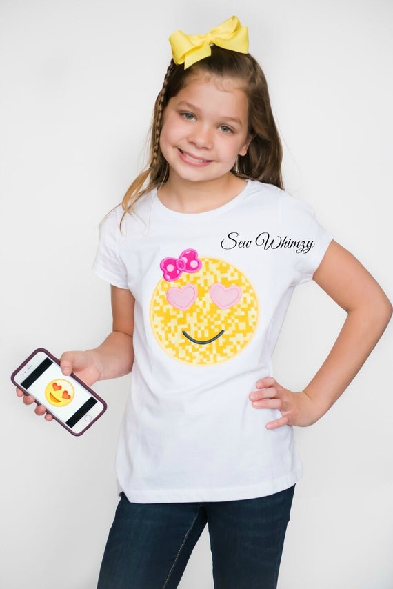 Emoji face shirt Girl's Smiley face Shirt Emoji Applique Etsy