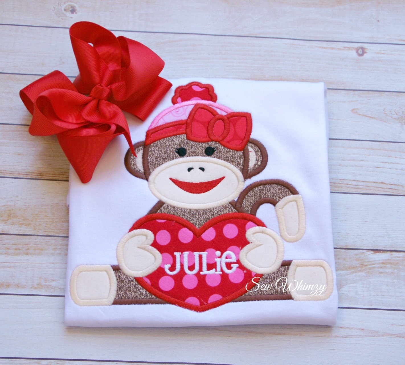 Sock Monkey shirt and bow Sock monkey shirt Girl Etsy