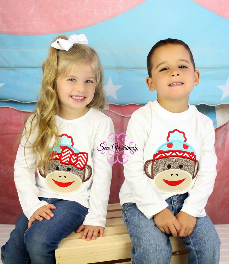 Sock Monkey shirt and bow Sock monkey shirt Girl sock Etsy