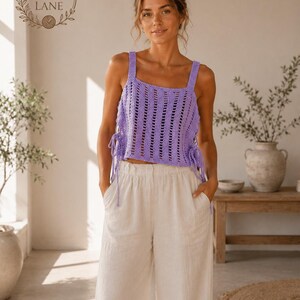 Crochet Tank Top Pattern | Boho Summer Crop Top, Adjustable Side Lacing (Digital PDF)