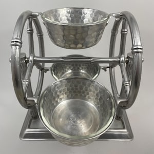 1950s Everlast Forged Aluminum Rotating Serving Set with Glass Bowls | MCM Condiment Server