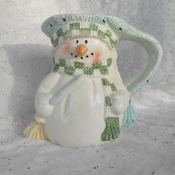 Snowman  Pitcher / Large Vase / by W. C. L. Vintage Christmas and Winter decor, Country, Cottage Chic