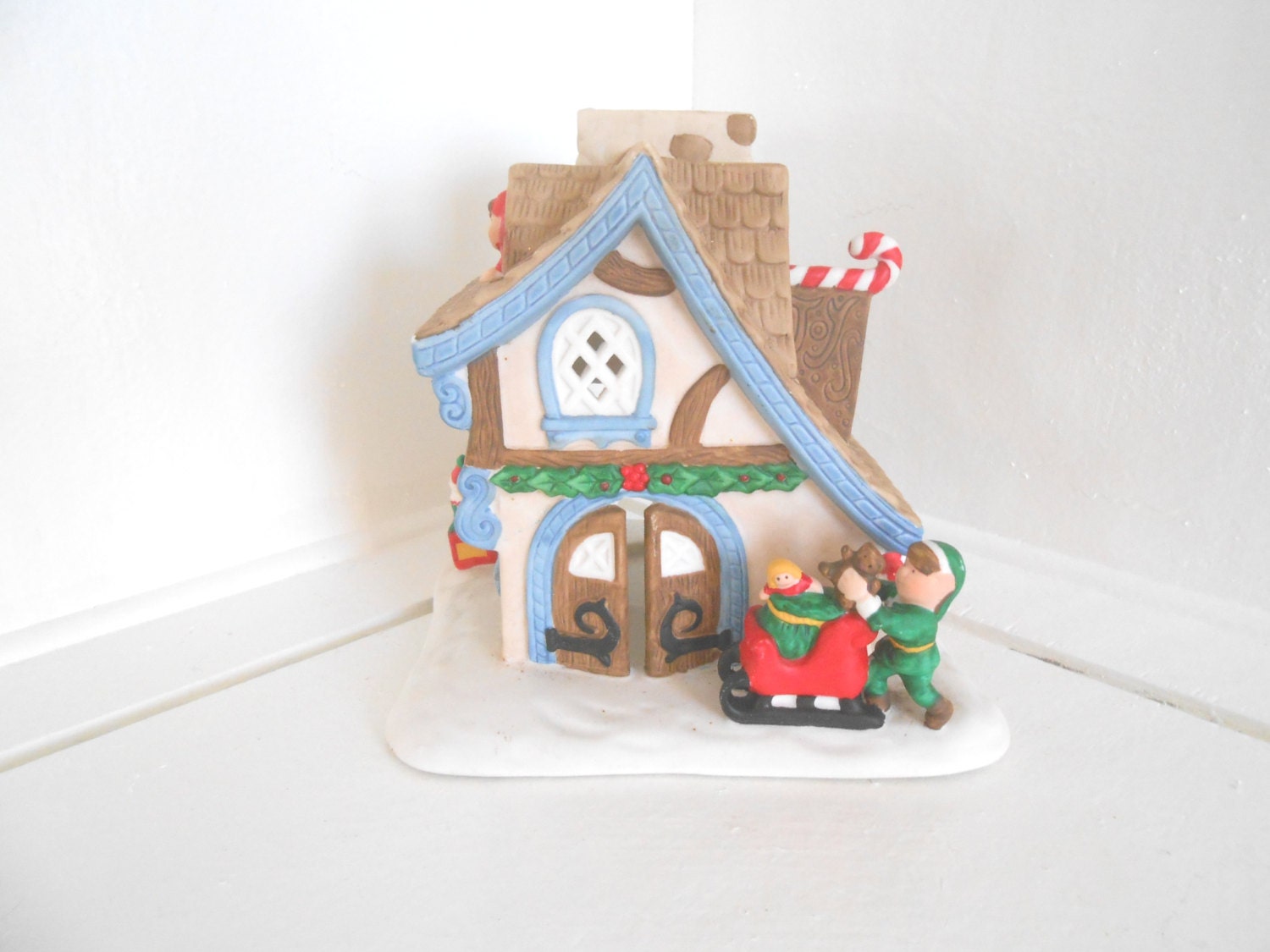 Gingerbread House / Santa House / Partylite / Ceramic Bisque / Etsy