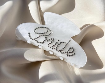 Pinza para el cabello de novia con diamantes de imitación / Accesorio para el cabello de boda blanco perla