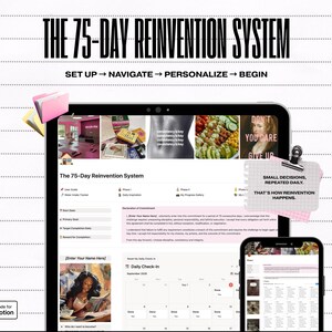 75 Day Soft Reinvention System | Notion Planner for Discipline & Habits (Digital Download)