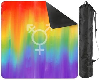 Rainbow Transgender Pride Mahjong Mat | Large Non-Slip Mahjong Table Mat | Pride Mahjong Gift | Mahjong Mortis