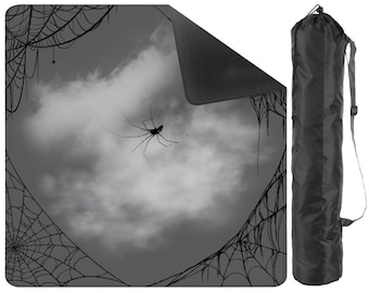 Dark Spider Mahjong Mat Stormy Sky | Large Gothic Mahjong Table Mat | Non-Slip Play Mat | Mahjong Gift | Mahjong Mortis