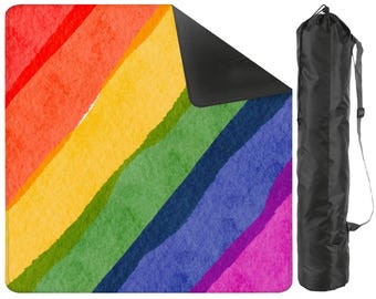 Watercolor Rainbow Mahjong Mat | Large Non-Slip Pride Mahjong Table Mat | LGBTQ Mahjong Accessories | Mahjong Mortis