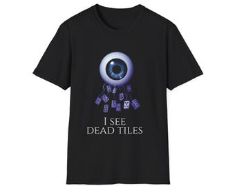 I See Dead Tiles Mahjong T-Shirt | Gothic Tee | Funny Gift | Unisex Heavyweight Cotton | Mahjong Mortis