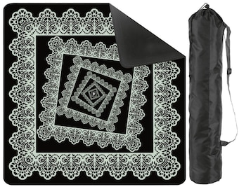 Gothic Lace Mahjong Play Mat | Large Non-Slip Dark Mahjong Table Mat | Mahjong Gift for Her | Mahjong Mortis