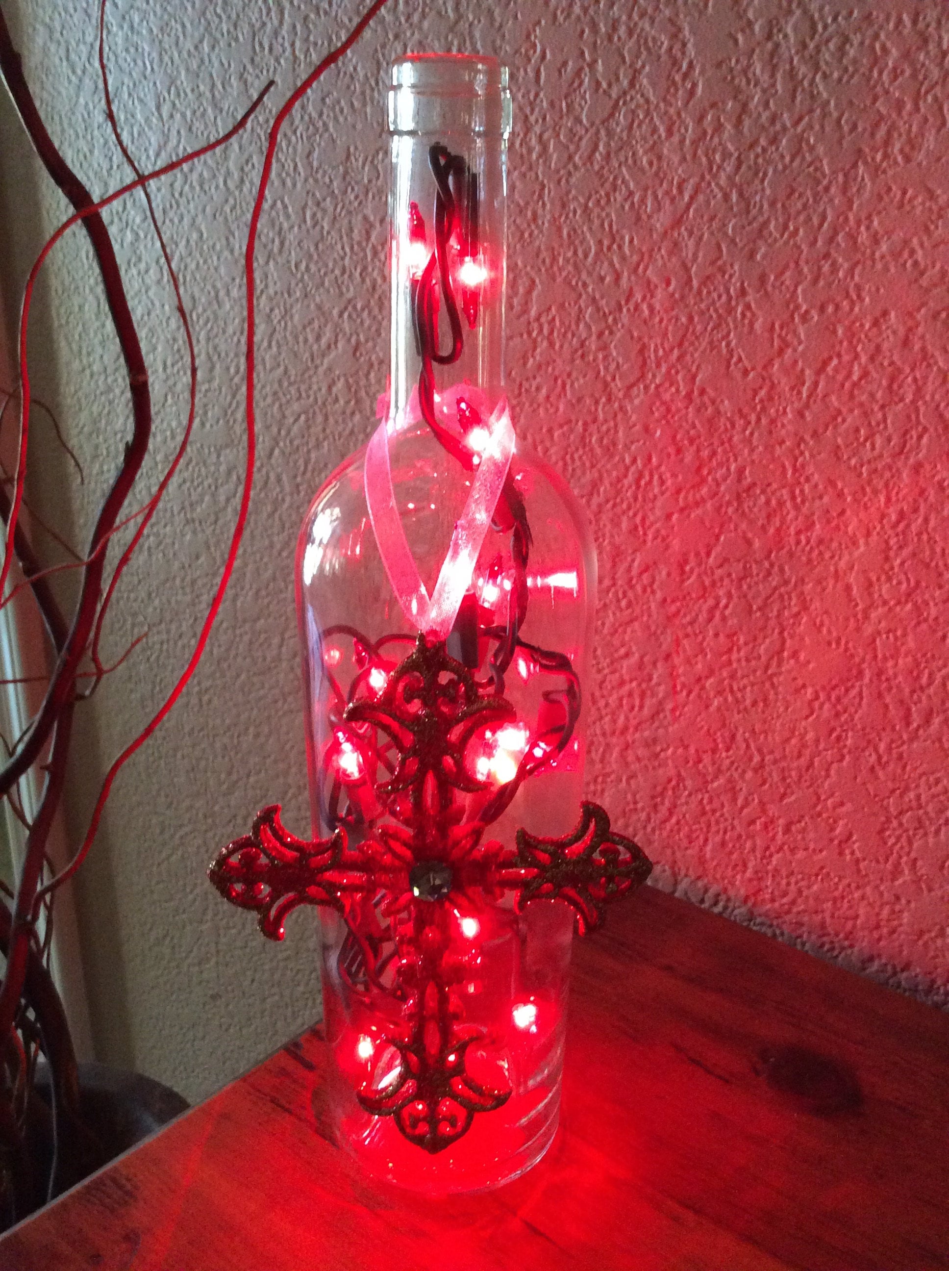 Wine Bottle Light Christmas Red Cross Red Lights Christmas