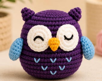 Owl Crochet Kit for Beginners, Easy Amigurumi DIY Kit, Learn Crochet Step by Step, Crochet Starter Set