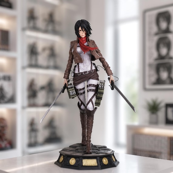 30cm Mikasa Ackerman Figure Attack on Titan Anime PVC Statue Collectible Display Model with Box Gift for Fans