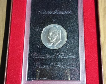 1973-S Eisenhower Silver Dollar Proof – Key Date 40% Silver Coin (US Mint Box)