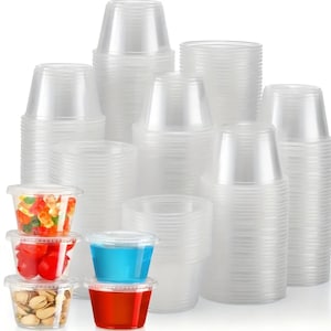 Plastic Portion Cups with Lids  4 oz. - Disposable Soufflé Cups. 200