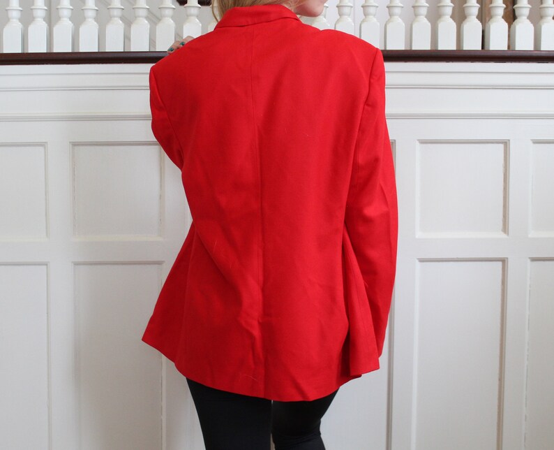 Vintage Pendleton Red Wool Long Gold Button Up Oversized Boyfriend Blazer Women/'s Size L