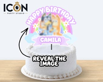 Blue Dog Cake Topper, Editable PNG of Blue Dog, Custom Printable Cartoon Dog Cake Topper and Editable PDF