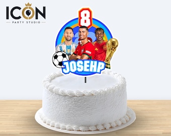 Ronaldo and Yamal cake topper, editable PNG of World Cup soccer, custom printable Messi World Cup soccer topper
