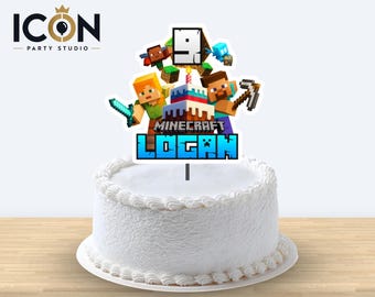 Minecrafter Game Cake Topper, Pixel Game Decoration, Custom Printable Craft Topper, Minecrafter Cake Topper