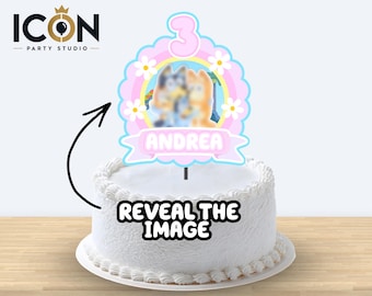 Blue Dog Cake Topper, Editable PNG of Dog, Custom Printable Cartoon Dog Cake Topper and Editable PDF