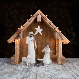 Nativity Creche Stable Reclaimed Barnwood - For Willow Tree