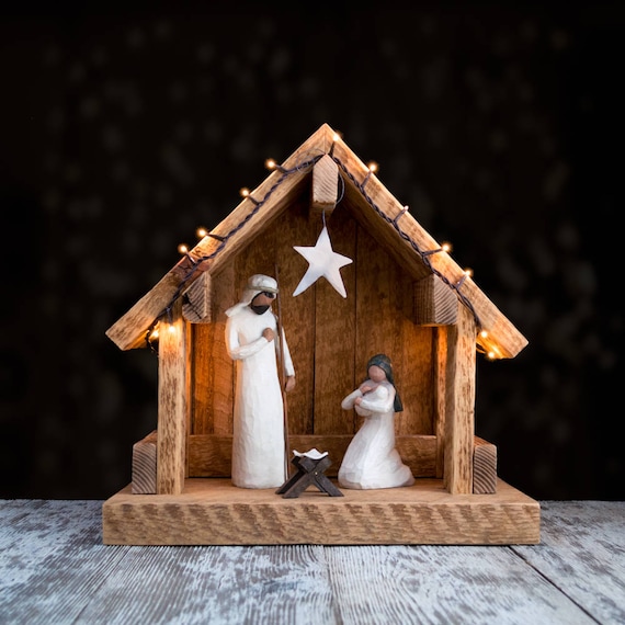 Nativity Creche Stable Reclaimed Barnwood WITH PLATFORM Etsy