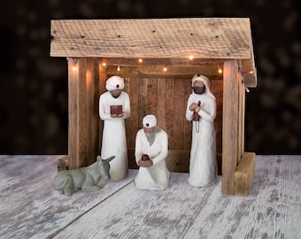 Nativity Creche BARN Reclaimed Barnwood for Willow Tree