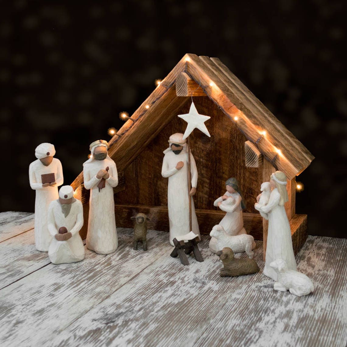 Nativity Creche Stable With Slant Roof Reclaimed Barn Wood for Etsy