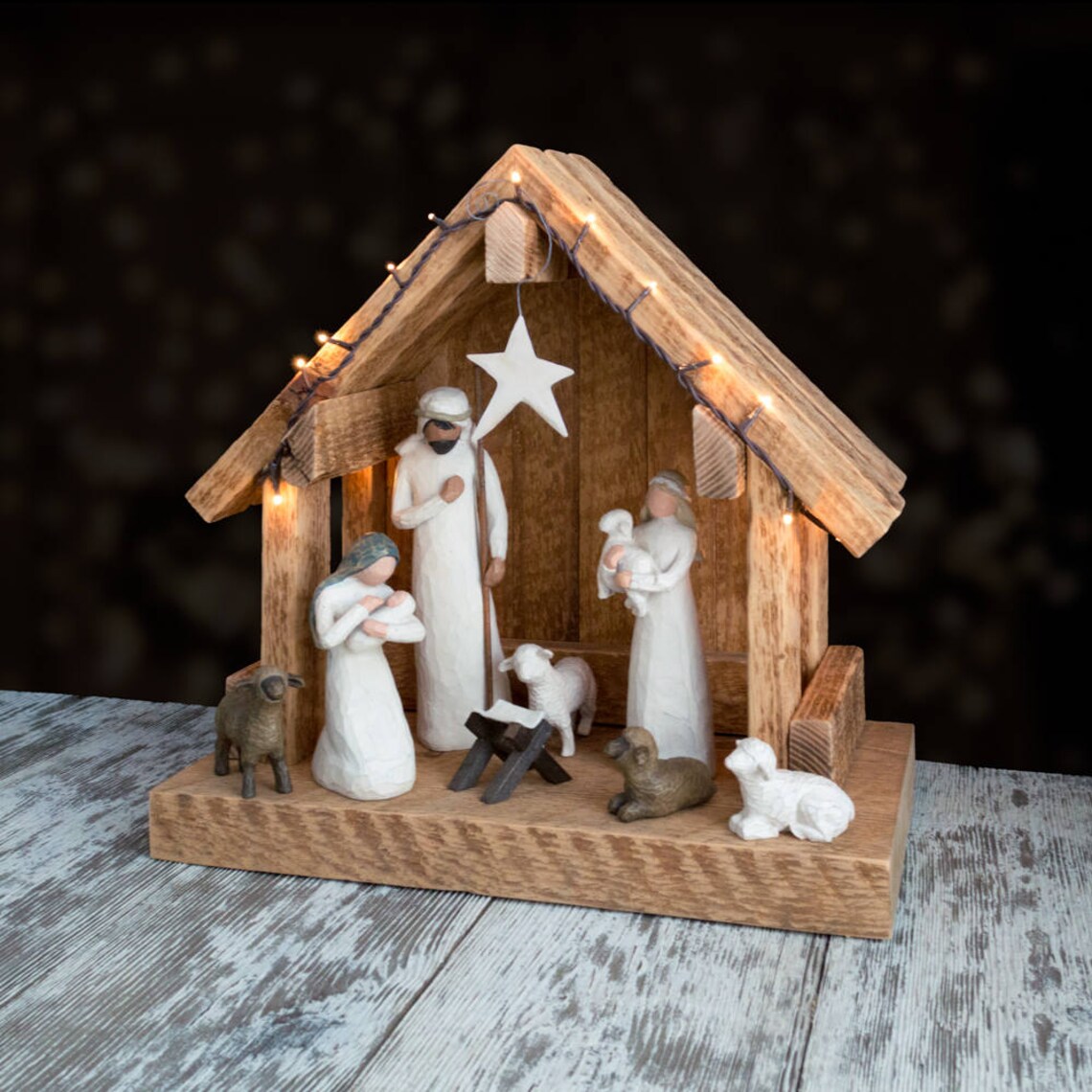 Nativity Creche Stable Reclaimed Barnwood WITH PLATFORM Etsy Canada