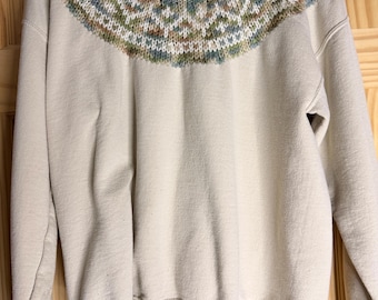 Betty Larson Original Hand Knit Nordic Yoke Sweatshirt | Artisan Pullover
