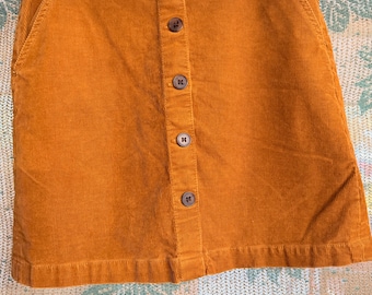 J.Crew Mustard Corduroy Mini Skirt Size 00 Button Front Fall Skirt NWT